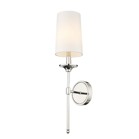 Z-Lite Emily 1 Light Wall Sconce, Polished Nickel & Off White 3033-1S-PN